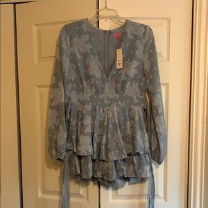 Miami Light Blue Floral Embroidered Dress